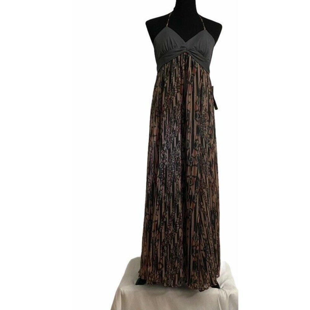 Dkny‎ Jeans Womens Faux Wrap Dress Brown Geometric